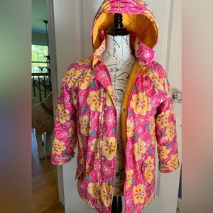 EUC Hanna Andersson snowsuit jacket, bib overalls & matching hat. Size 140.